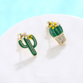 Shangjie OEM 925 Silver Needle Cactus Cactus Moucles d&#39;oreilles Cactus Cactus Hoops Zircon 2021 Boucles d&#39;oreilles tendances